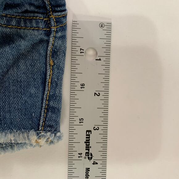 Pilcro 32 Anthropologie The Wanderer Denim Shorts Blue Raw Hem - Picture 7 of 9